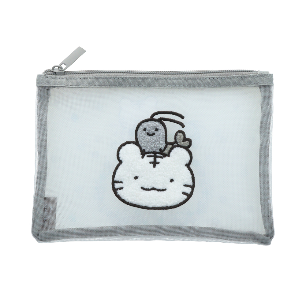 サガラ刺繍メッシュポーチ ホワイトタイガー・ブラックタイガー