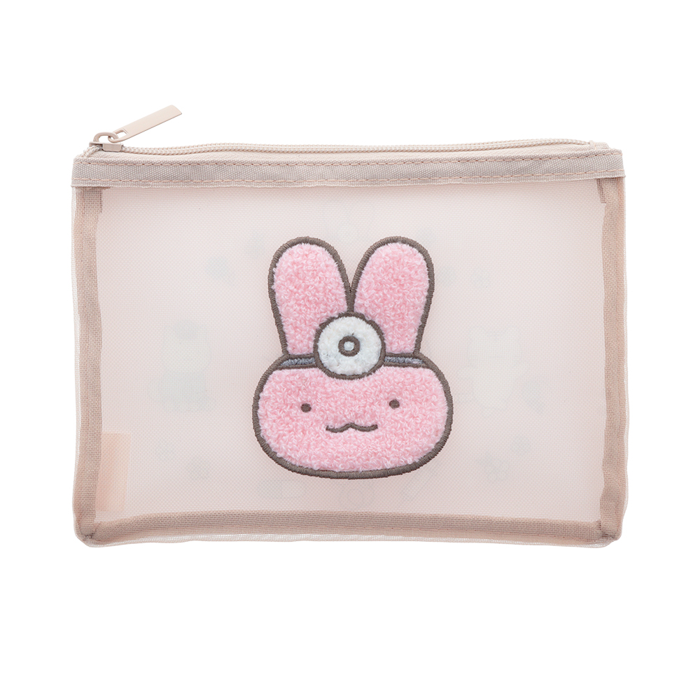 サガラ刺繍メッシュポーチ うさぎ先生