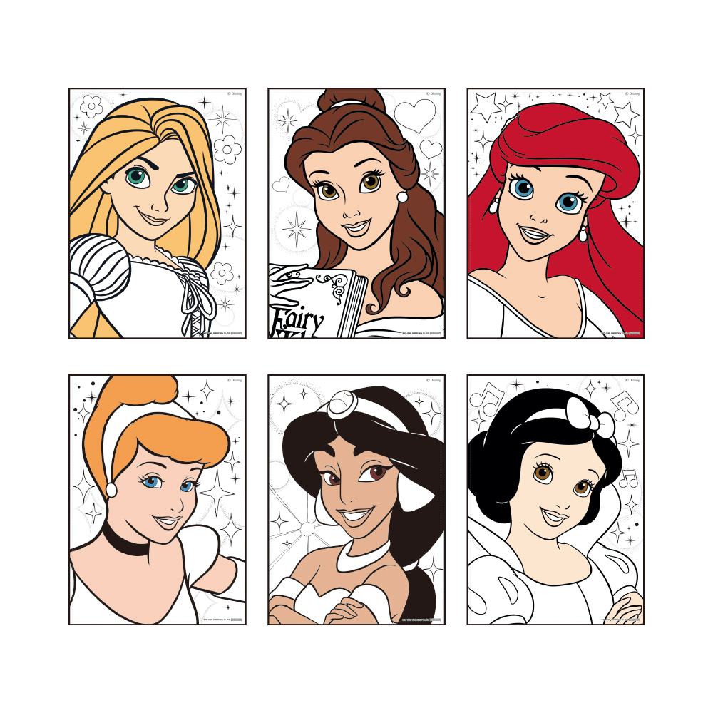 サンスター文具「ディズニープリンセス」メイクアップぬりえセット（ぬりえシート3）