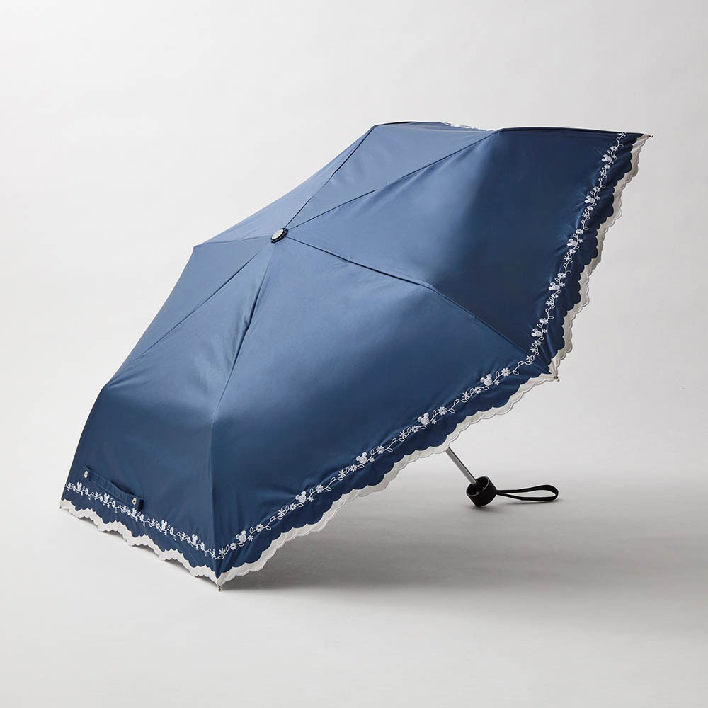 1級遮光晴雨兼用刺繍折りたたみ日傘 ミッキーモチーフ