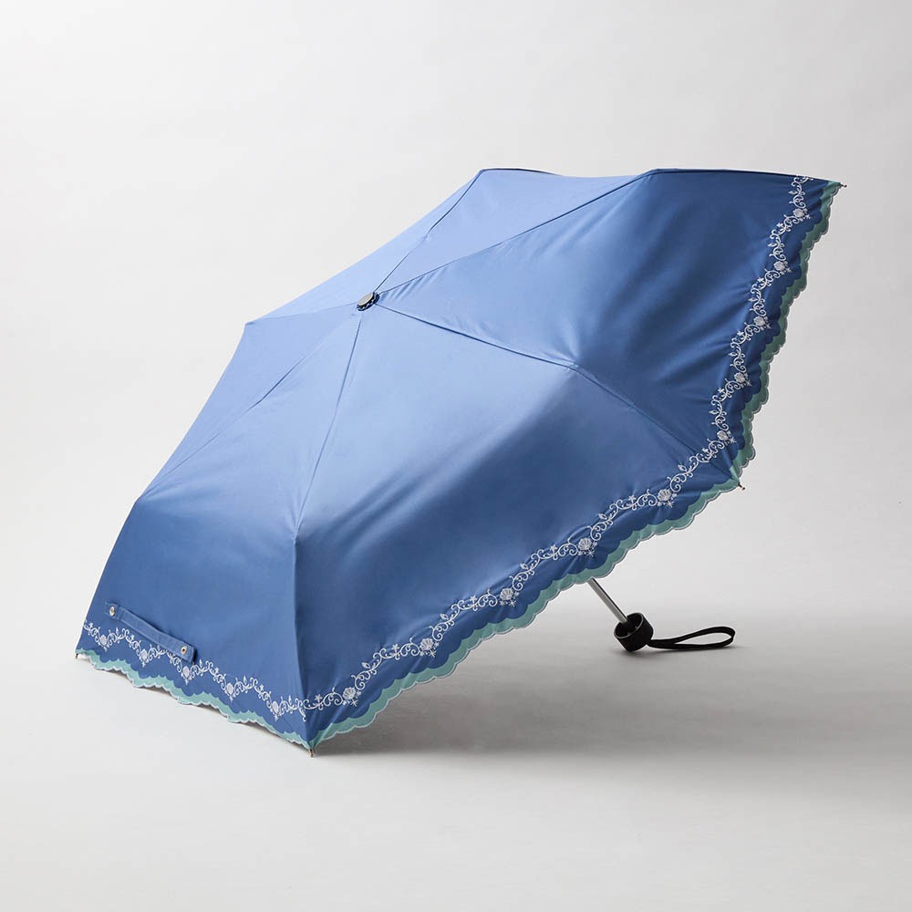 1級遮光晴雨兼用刺繍折りたたみ日傘 アリエル