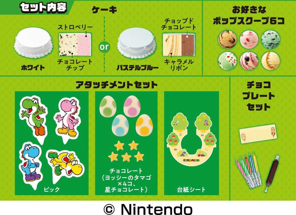 ヨッシー カラフル３１デコケーキ　セット内容