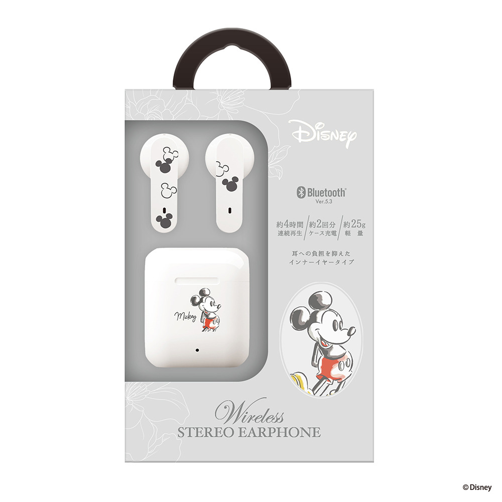 インナーイヤータイプ完全独立型ワイヤレスステレオイヤホン（ミッキーマウス）パッケージ