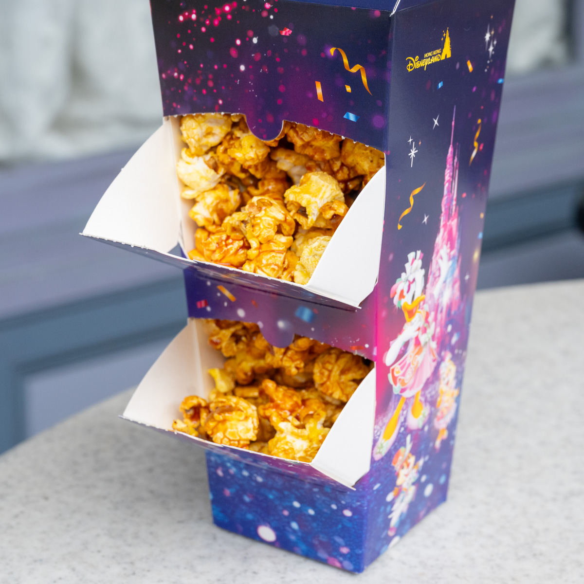 キャラメル＆バナナ味ポップコーンとドライフルーツ