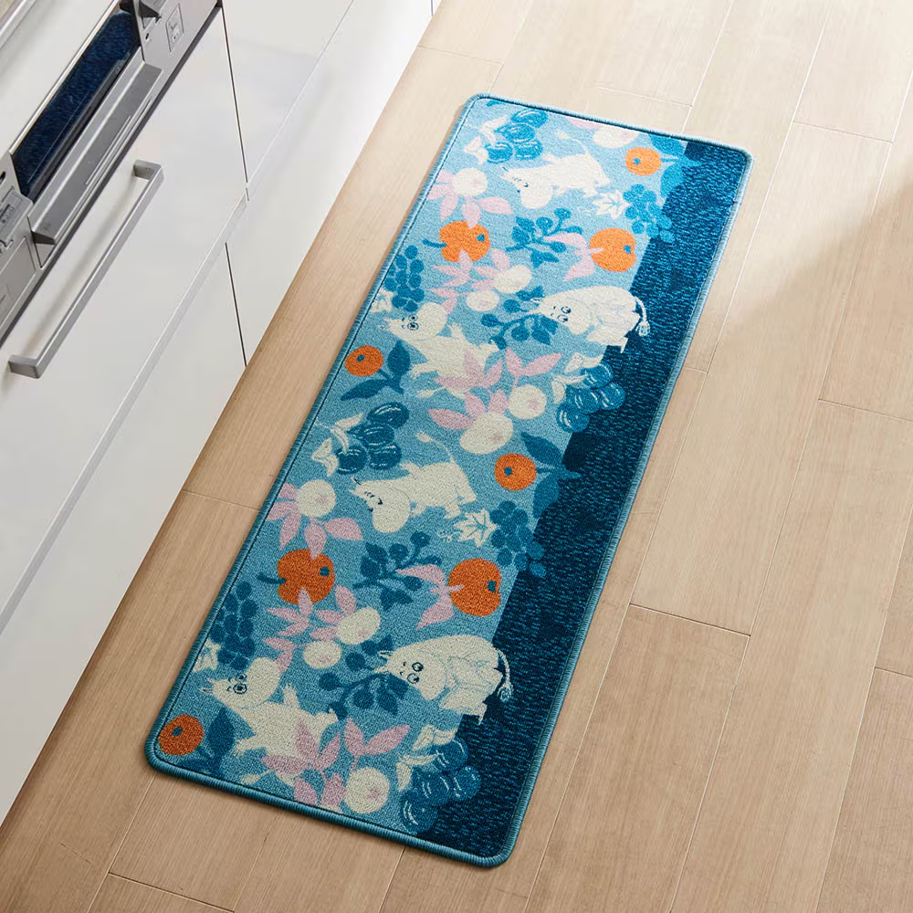 プリントキッチンマット 「ムーミン」　ブルー系