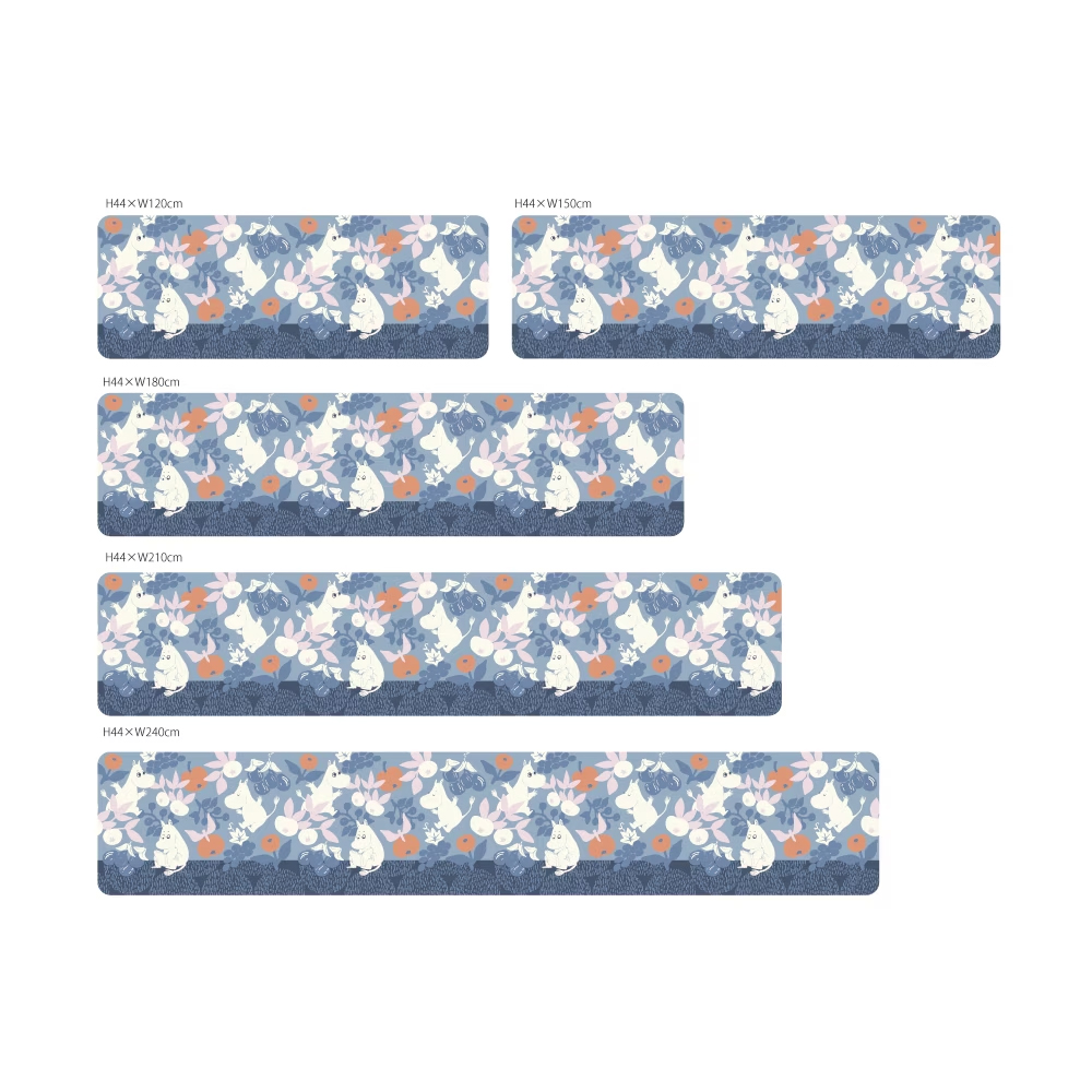 プリントキッチンマット 「ムーミン」　ブルー系　サイズ