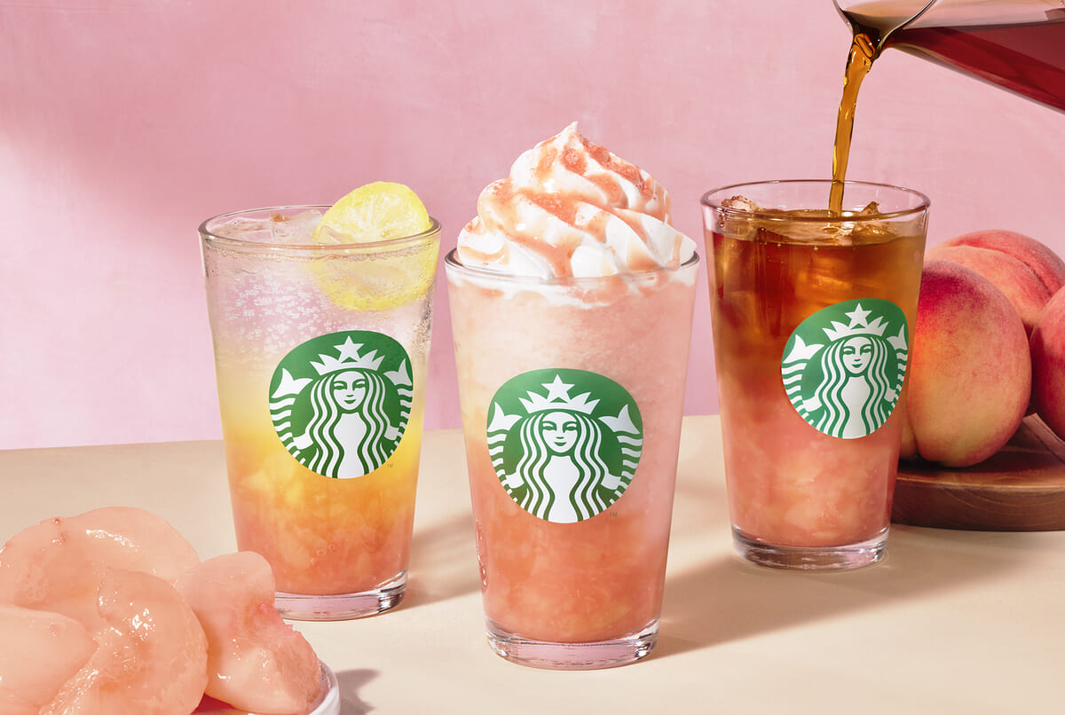 スターバックス「ヘブンリー ピーチ フラペチーノ／チラックス ソーダ ピーチ／クラフト ジューシー ピーチ ティー」
