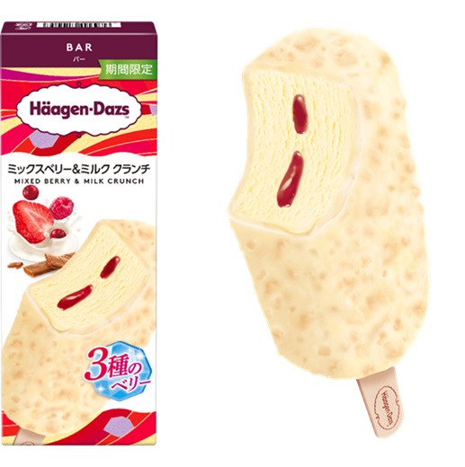 ハーゲンダッツ バー『ミックスベリー＆ミルク クランチ』　商品イメージ