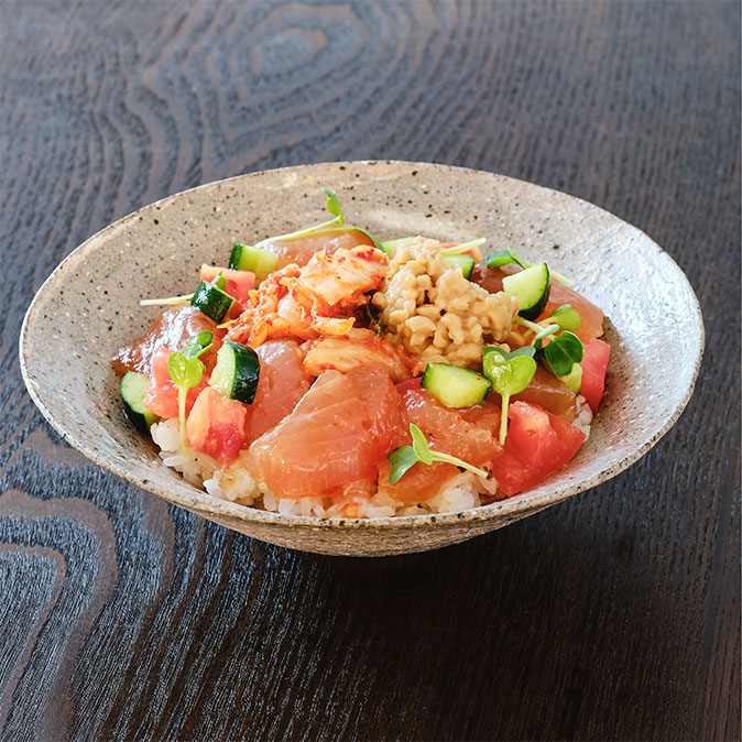 天然もち鮪のキムチ納豆ぶっかけどんぶり