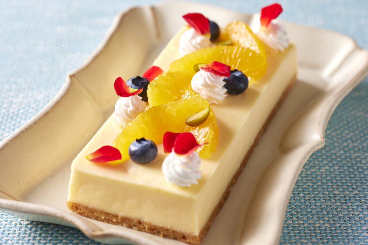 ニューヨークチーズケーキ オレンジ添え