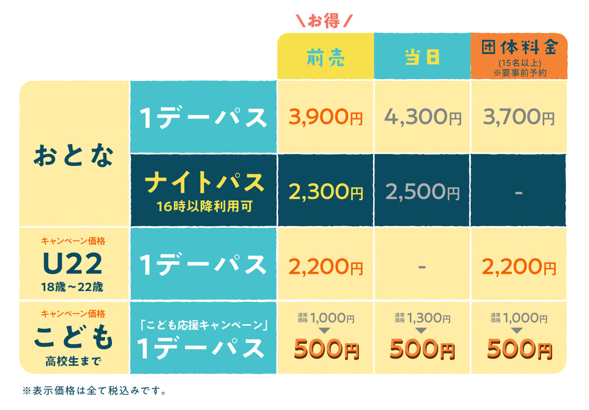 チケット価格表