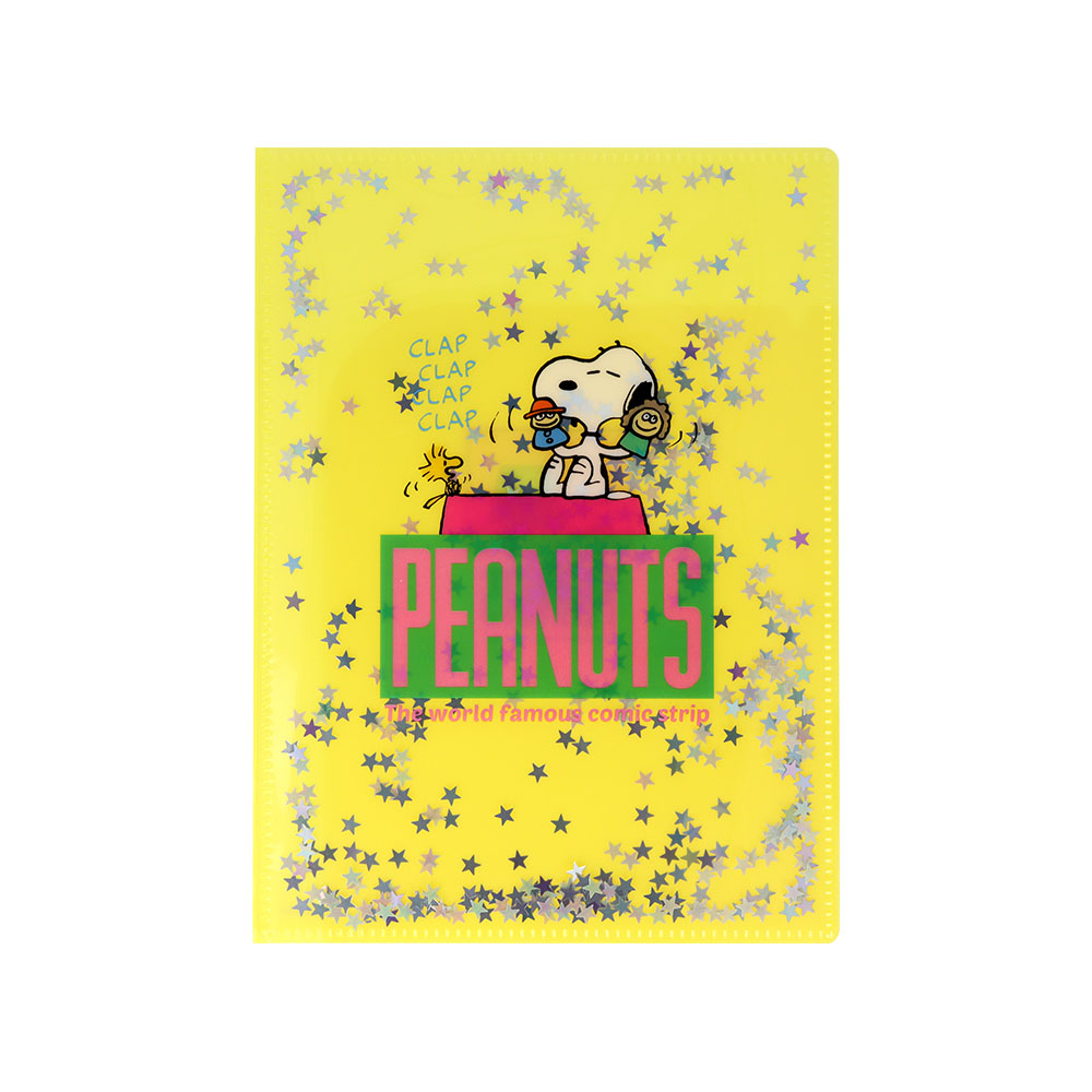 スパンコール入クリアファイルA5W　イエロー