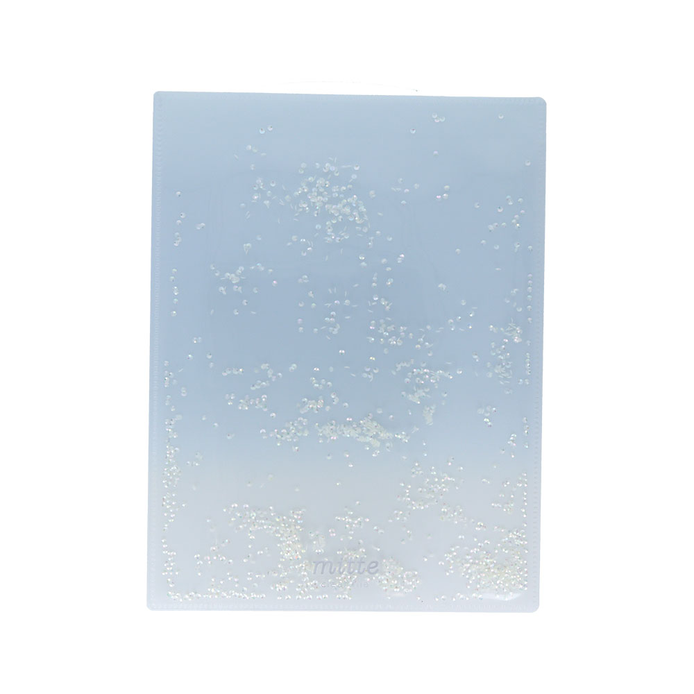 スパンコール入 見開きクリアファイルA4　ホワイトソーダ