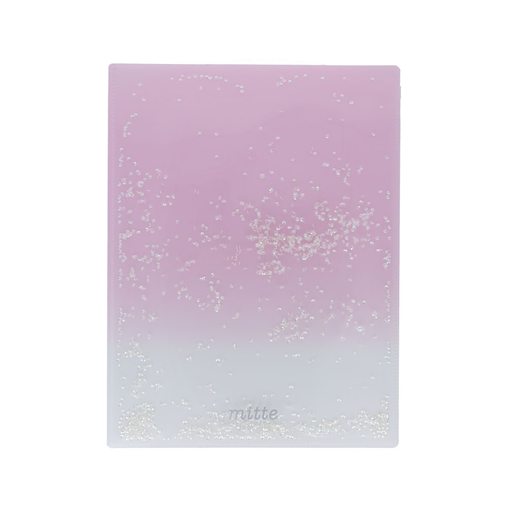 スパンコール入 見開きクリアファイルA4　ピーチソーダ00