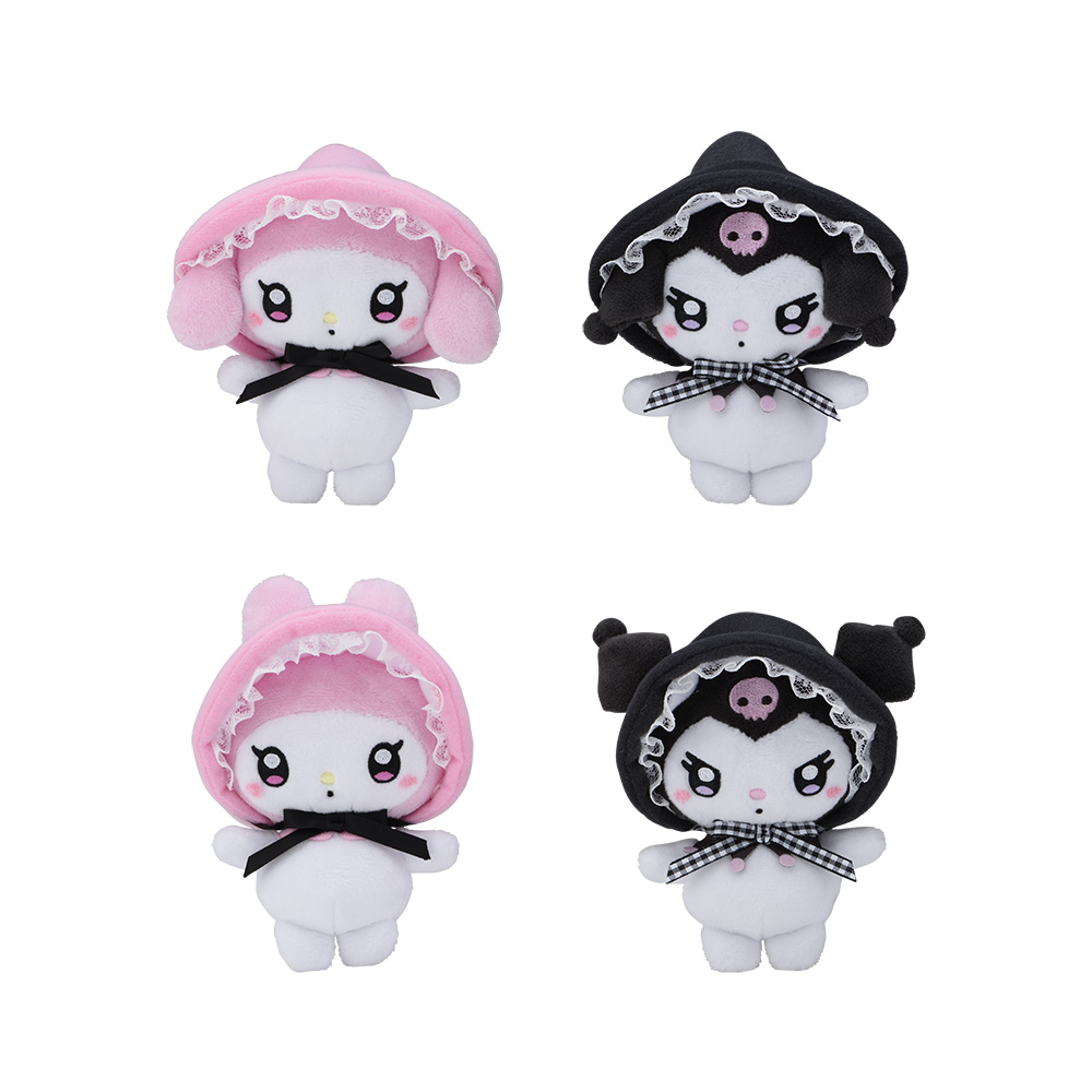 ゆるかわ　サンリオキャラクターズ　マスコット“マイメロディ・クロミ”　PINK&BLACKボンネット