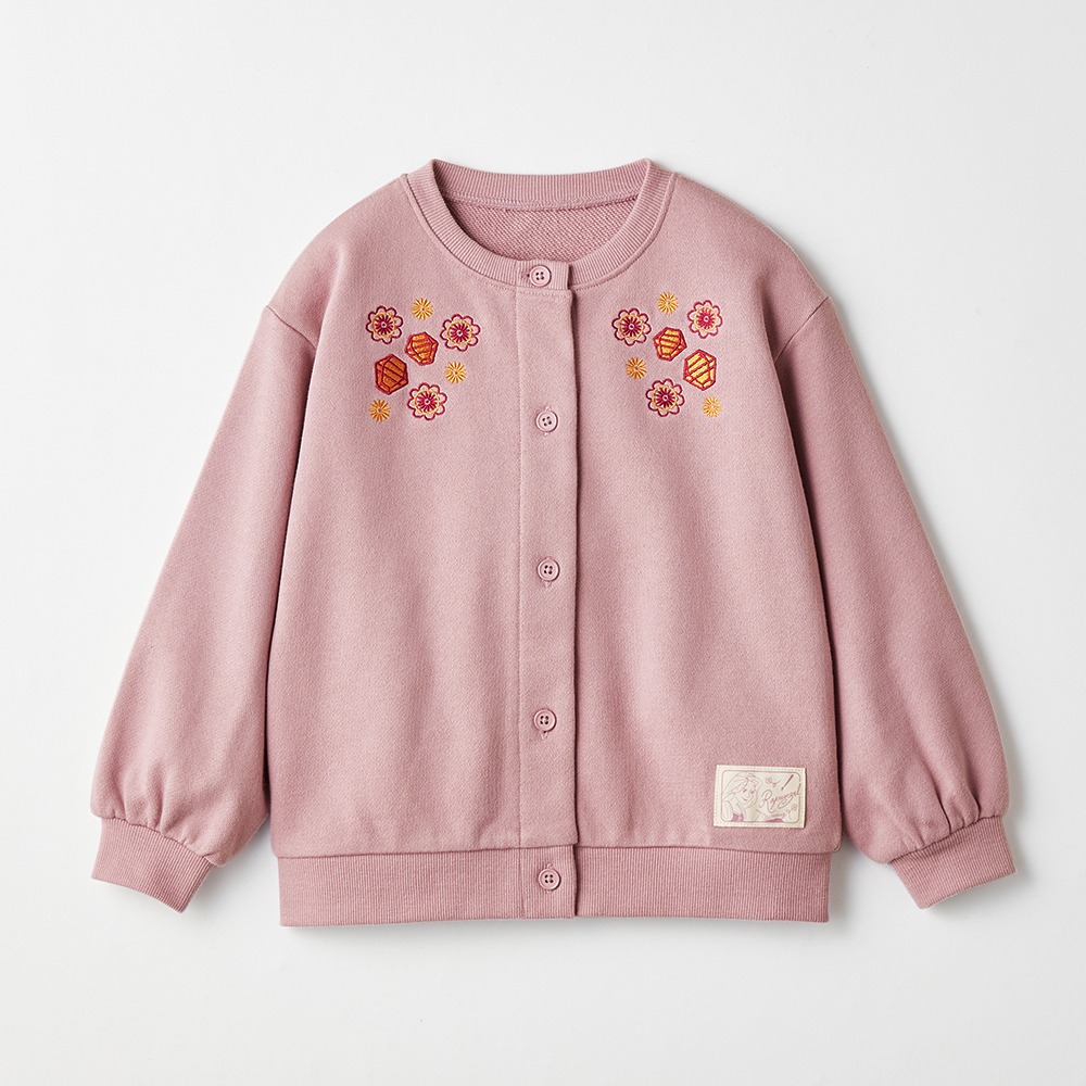 刺繍がかわいい裏毛カーディガン　ラプンツェル