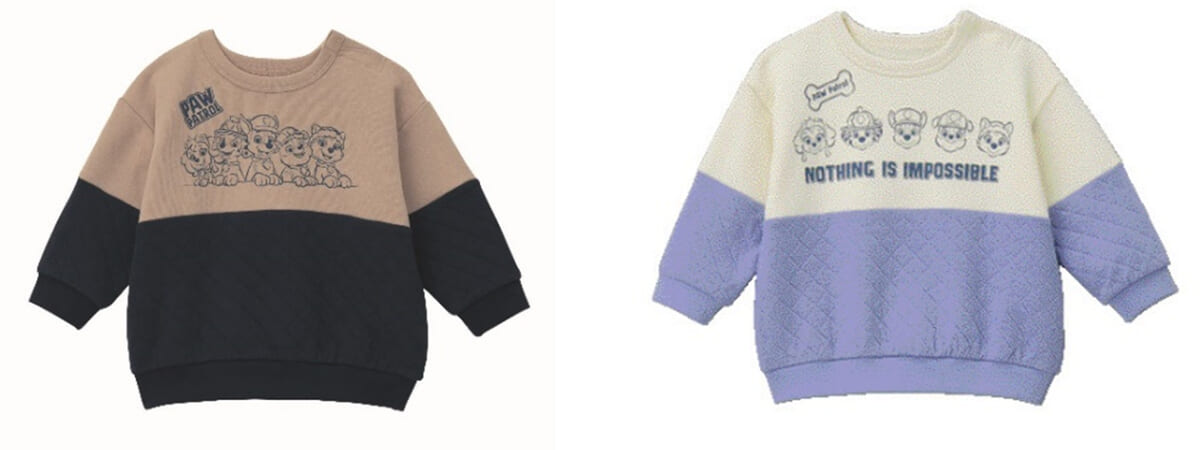 パウ・パトロール　ニットキルト切替えスウェットシャツ　2色展開