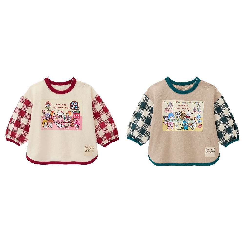 チェック袖ミニ裏毛ライトスウェットシャツ　2色展開