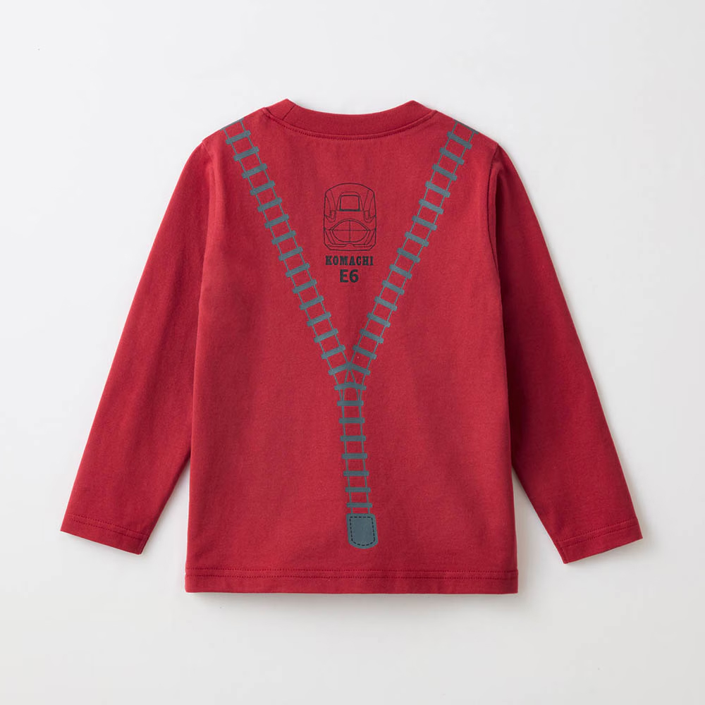 長袖Tシャツ 「新幹線シリーズ」　レッド　バック