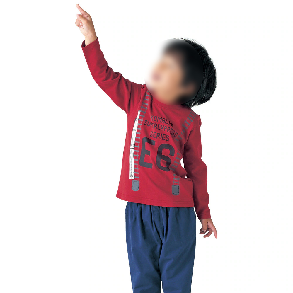 長袖Tシャツ 「新幹線シリーズ」　レッド　着用イメージ