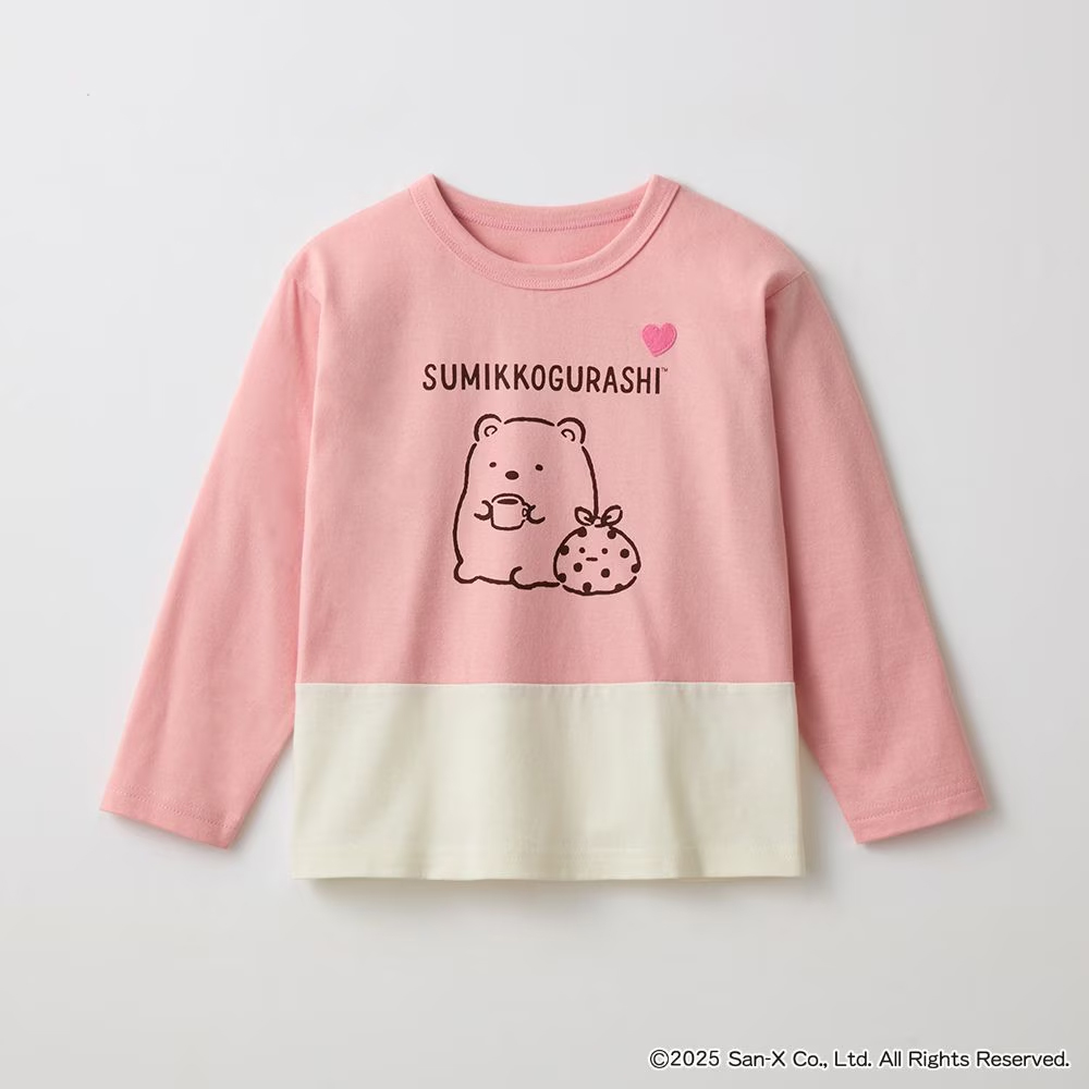 名札ココ配色長袖Tシャツ 「すみっコぐらし」　しろくま