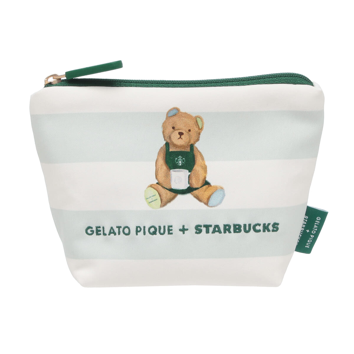 gelato pique ベアプリントボーダーポーチ　ミントグリーン