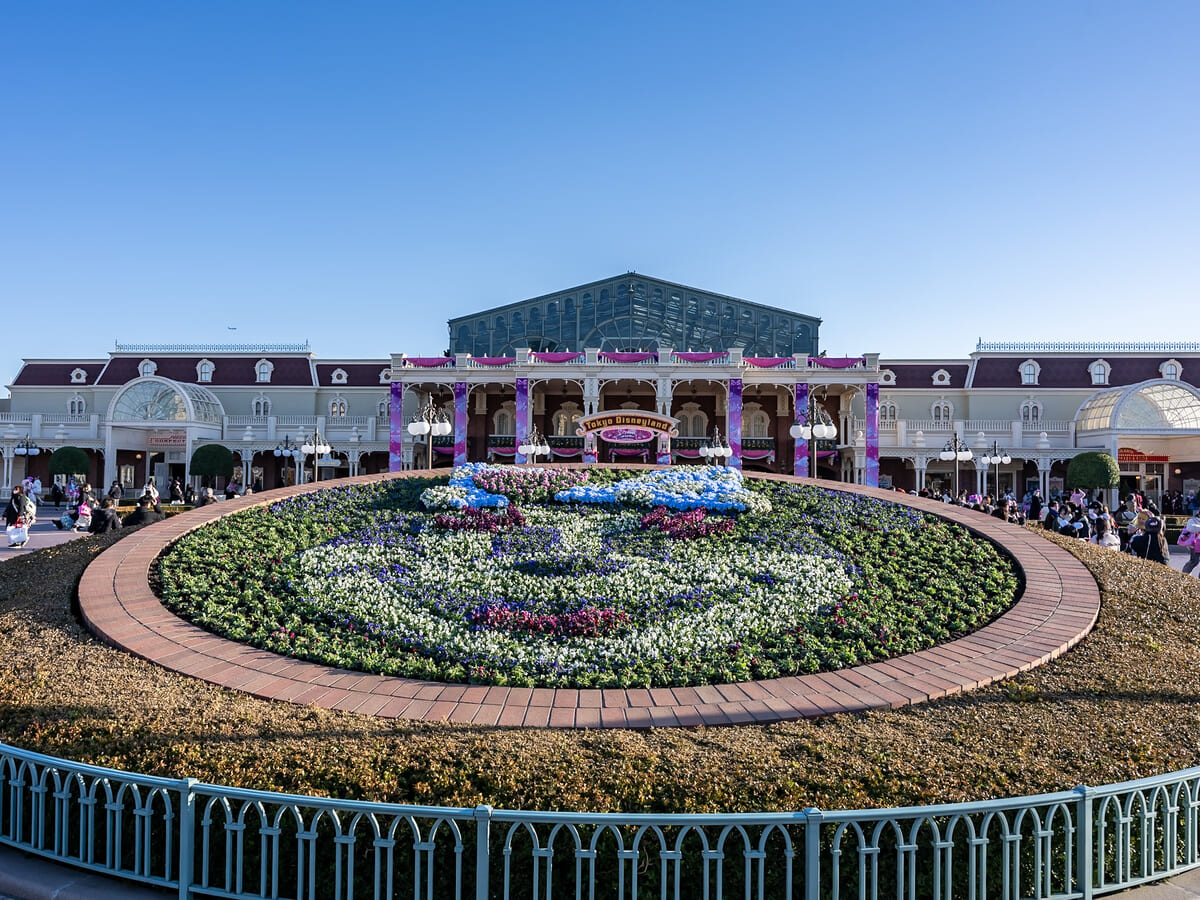 エントランス前のミニー花壇、