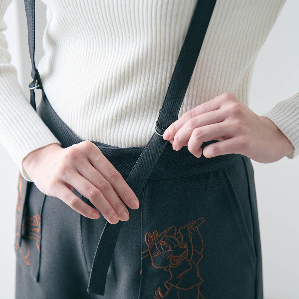ワイドサロペットパンツ サイズ調整