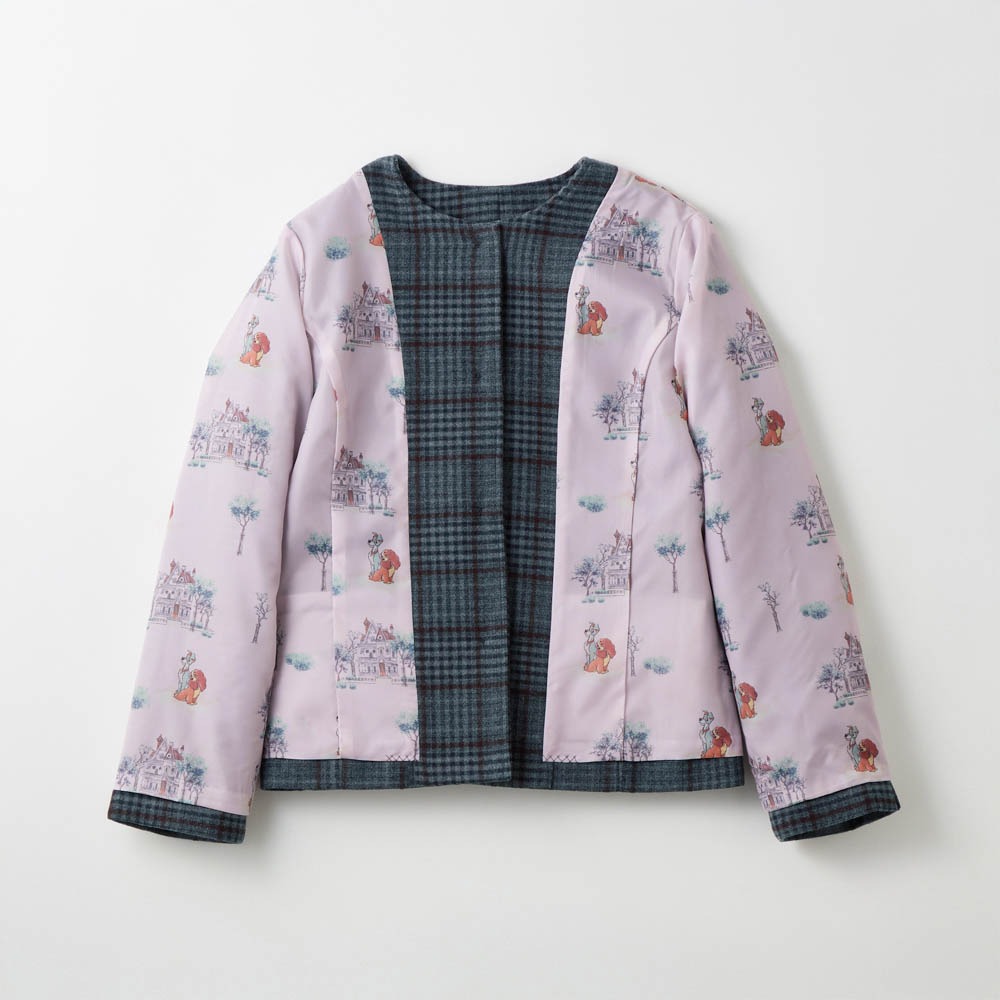 裏地プリントノーカラージャケット　内生地