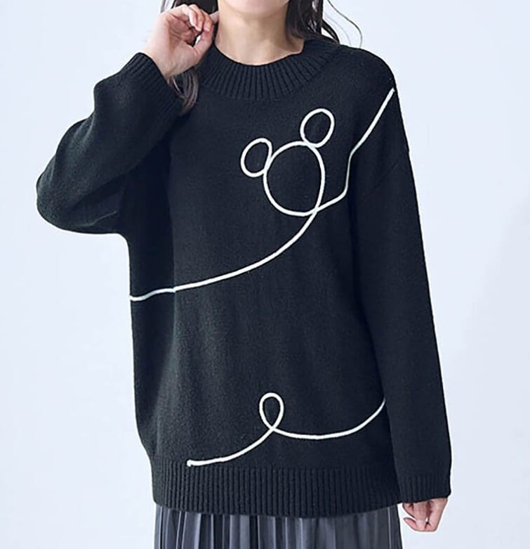 コード刺繍ニット ブラック