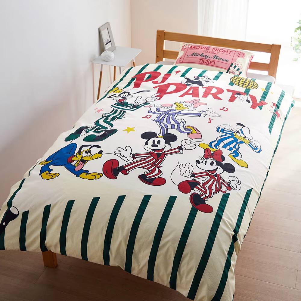 綿素材を使用した掛け布団カバー・枕カバー2点セット ミッキー&フレンズ