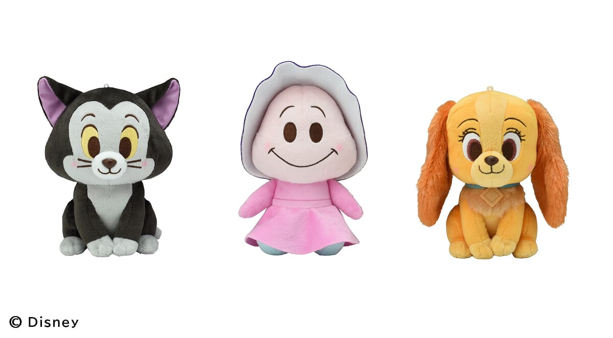 ナムコ「ディズニーキャラクター 赤いほっぺ ぬいぐるみ フィガロ＆ヤングオイスター＆レディ」