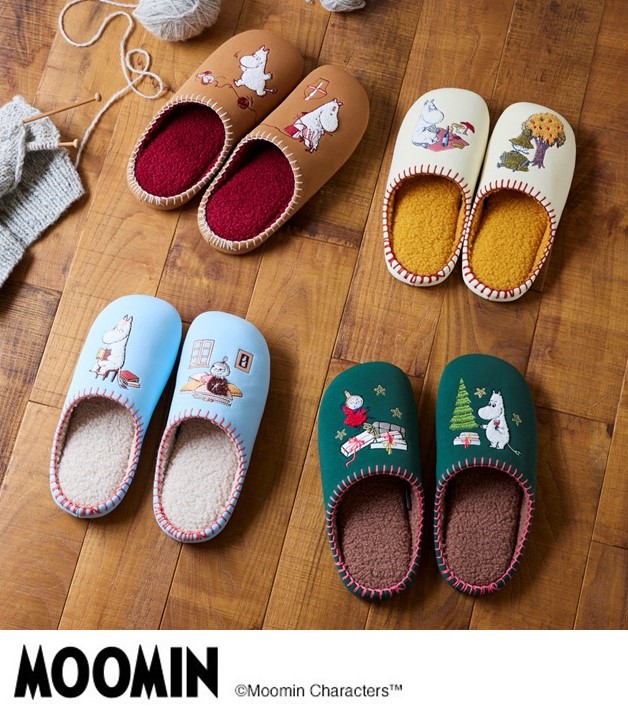 低反発ウレタン入り内側ボアのあったか快適スリッパ「ムーミン」