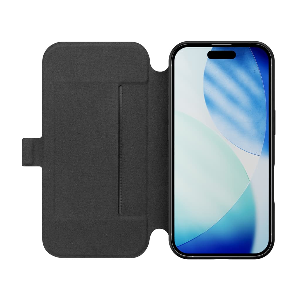 iPhone 17用 スリムフリップカバー(ブラック)内側