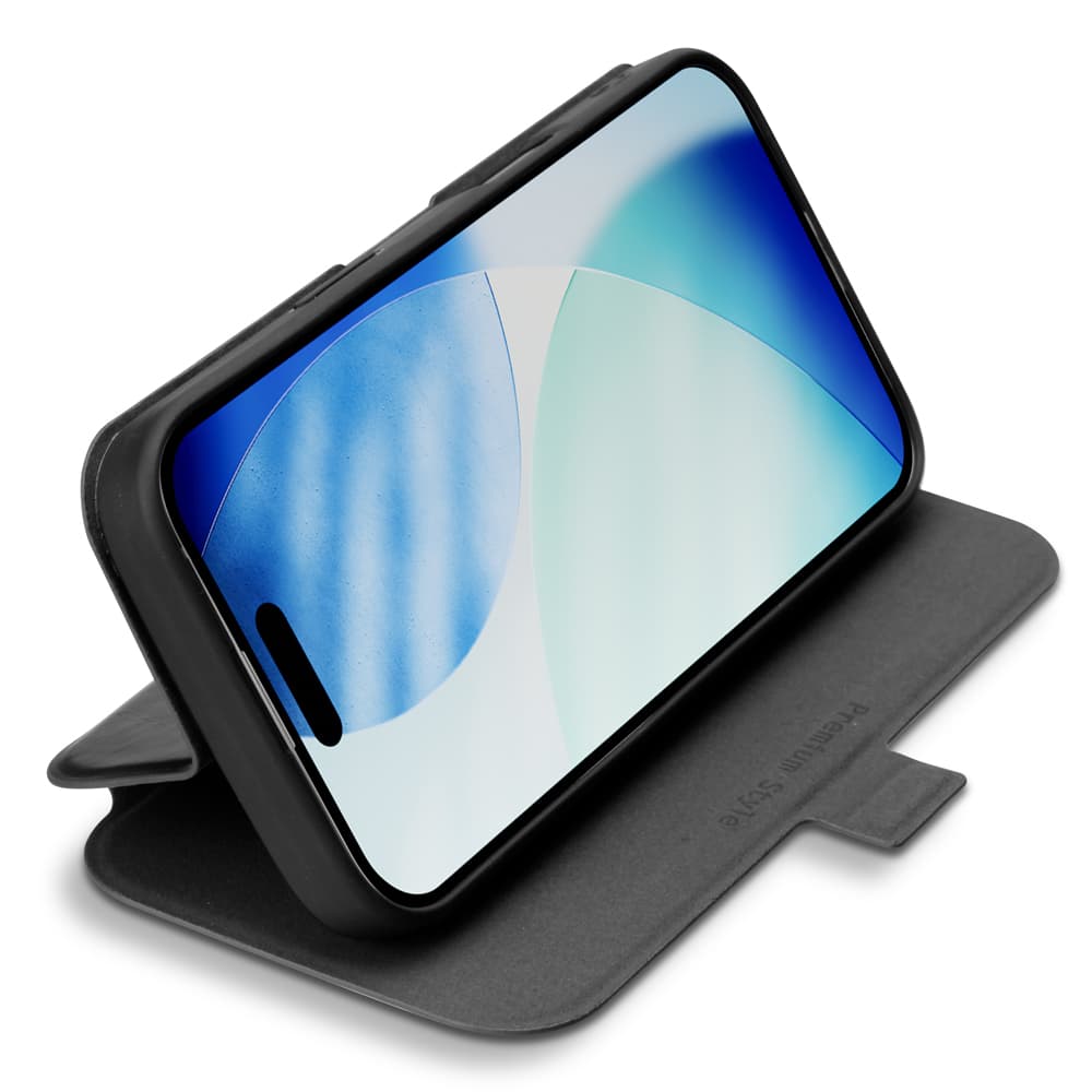 iPhone 17用 スリムフリップカバー(ブラック)スタンド