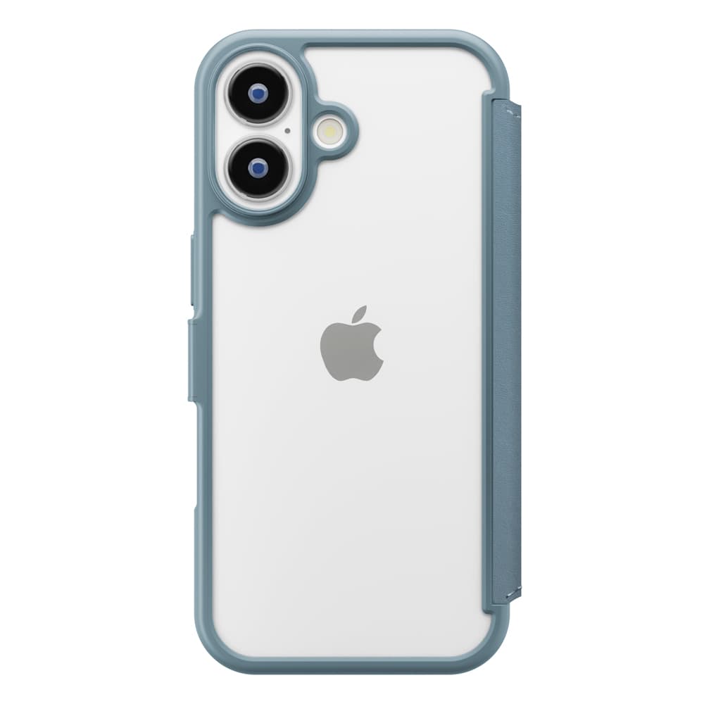 iPhone 17用 ガラスフリップケース（ブルー）背面