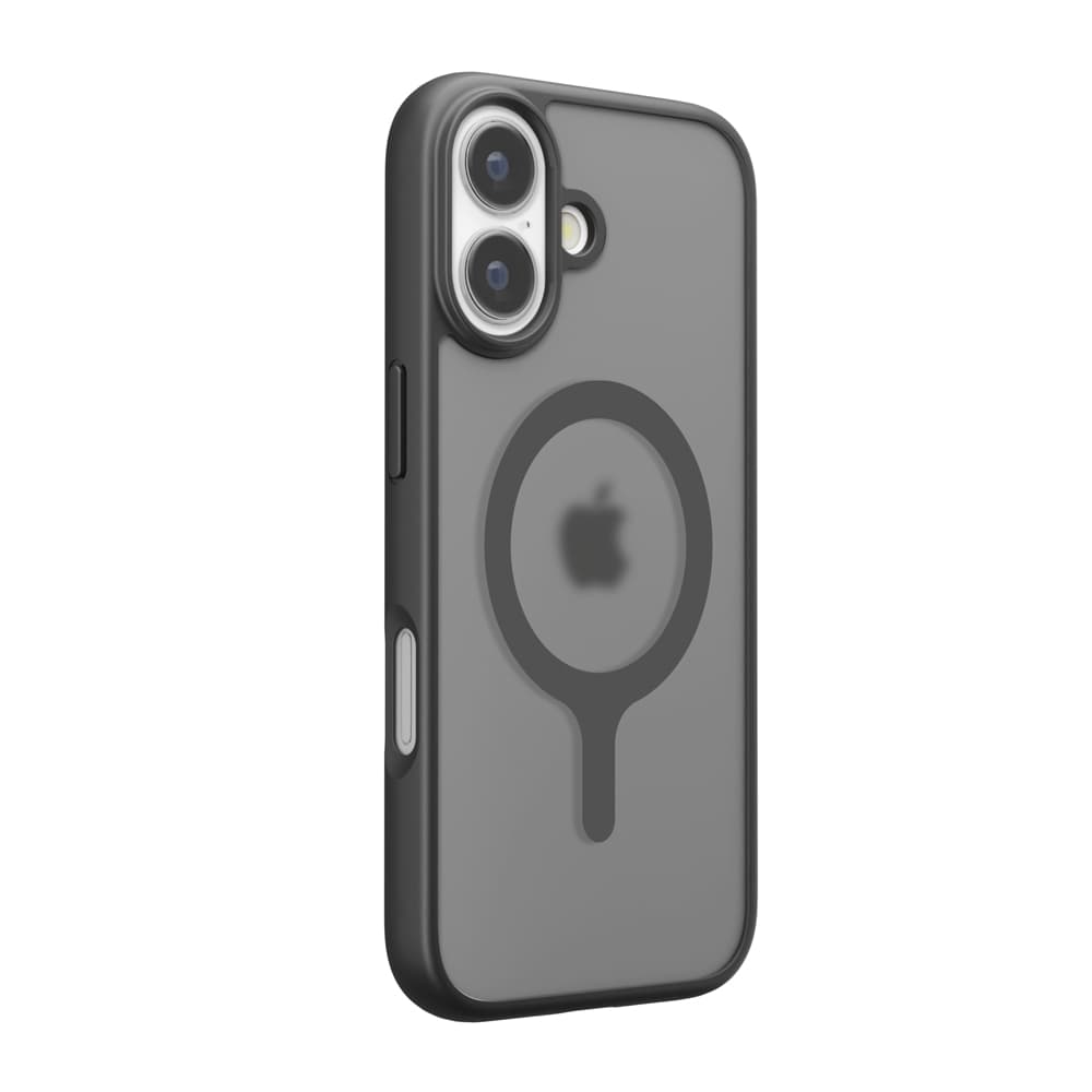 PGA「iPhone17 用 ハイブリッドケース（MagSafe対応）」ブラック（背面・斜め）