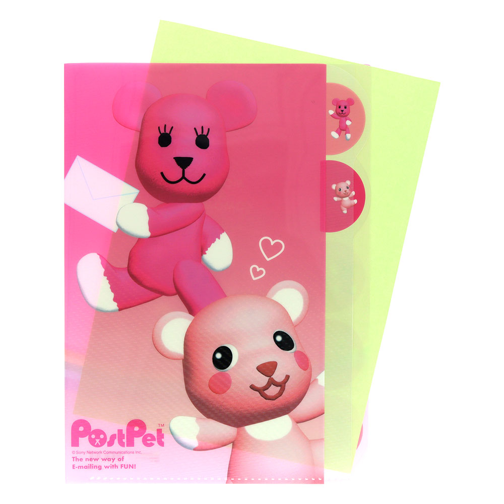 ダイカットクリアファイル5P　モモ＆コモモ（使用イメージ）