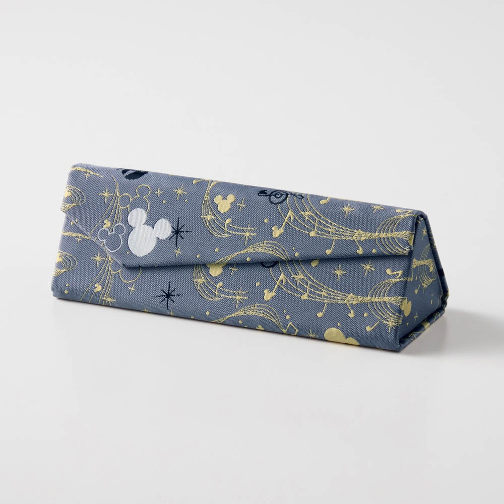 織り柄が美しいジャカード素材の眼鏡ケース ミッキーモチーフ