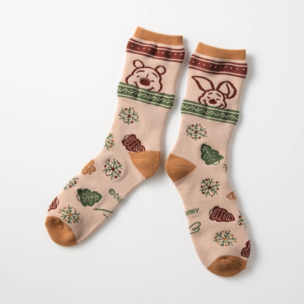 吸湿発熱糸のあったか裏パイルソックス　プーさん