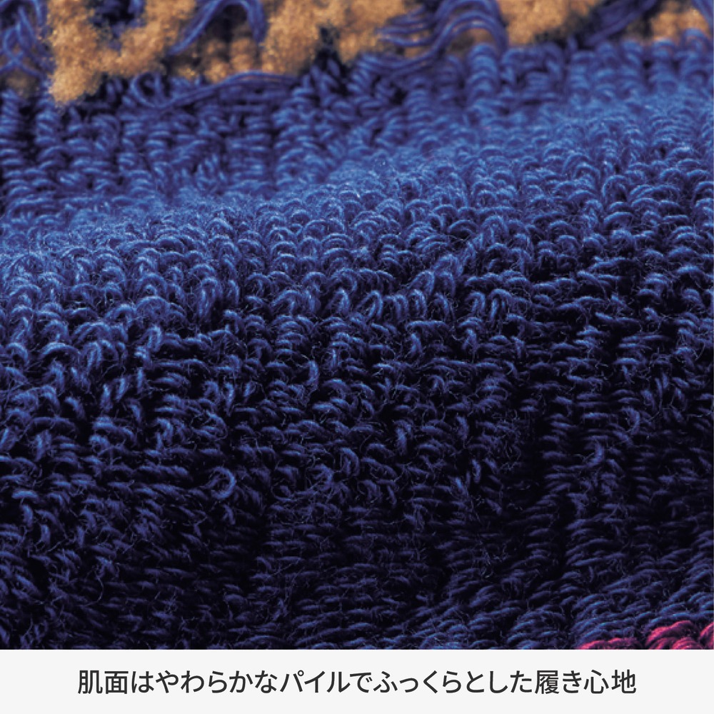 吸湿発熱糸のあったか裏パイルソックス　素材アップ　肌面