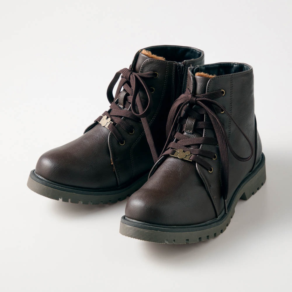 スパイク付きレースアップブーツ ダークブラウン