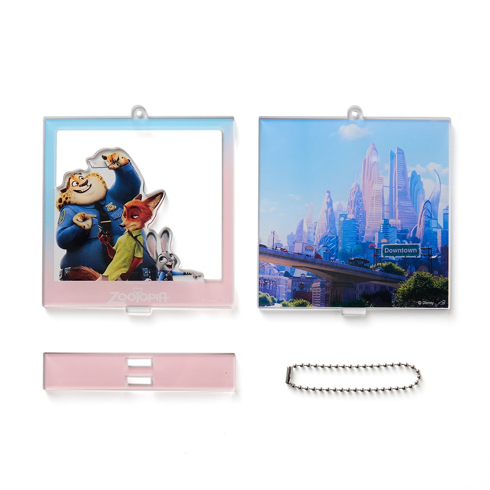 ２WAY仕様のフォトフレーム風アクリルキーホルダー　使用イメージ　キーホルダー　セット内容