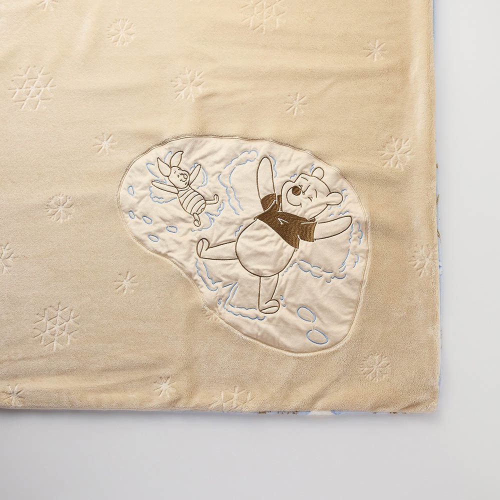 マイクロファイバーの布団カバーセット　アップリケ　プーさん