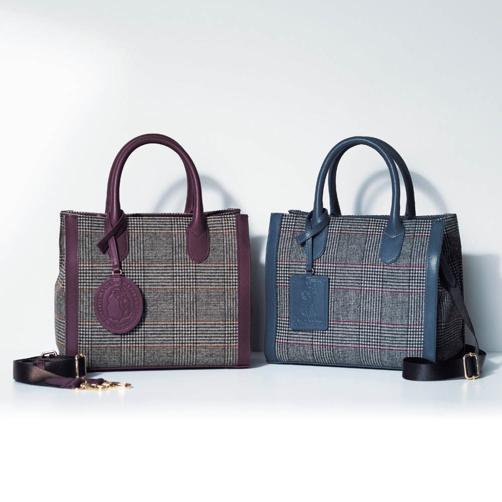 革付属ツイードチェックのミニバッグ