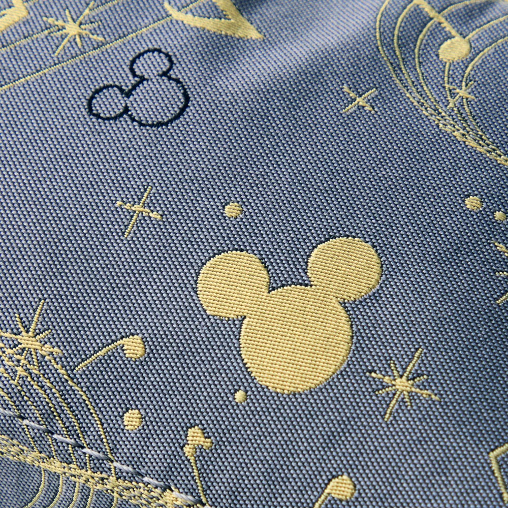 織り柄が美しいジャカード素材のがばっと開くポーチ　ミッキーモチーフ　デザインアップ