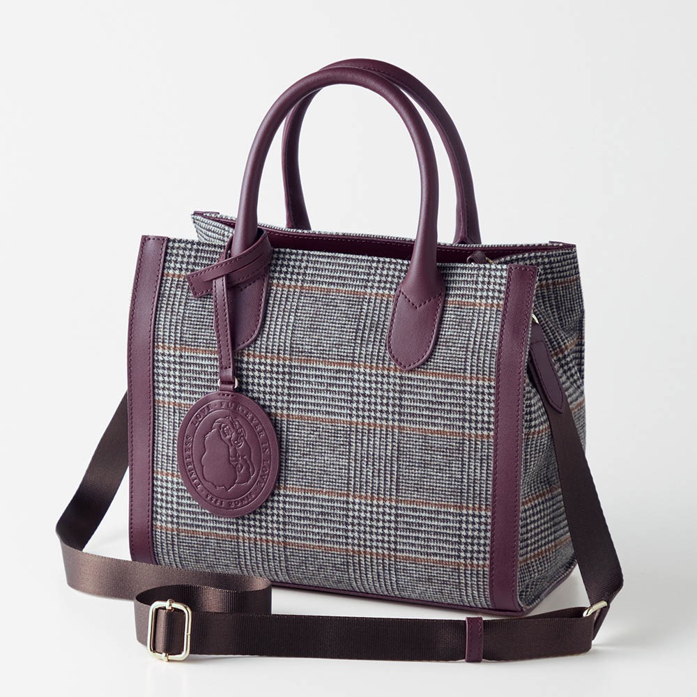 革付属ツイードチェックのミニバッグ レディ