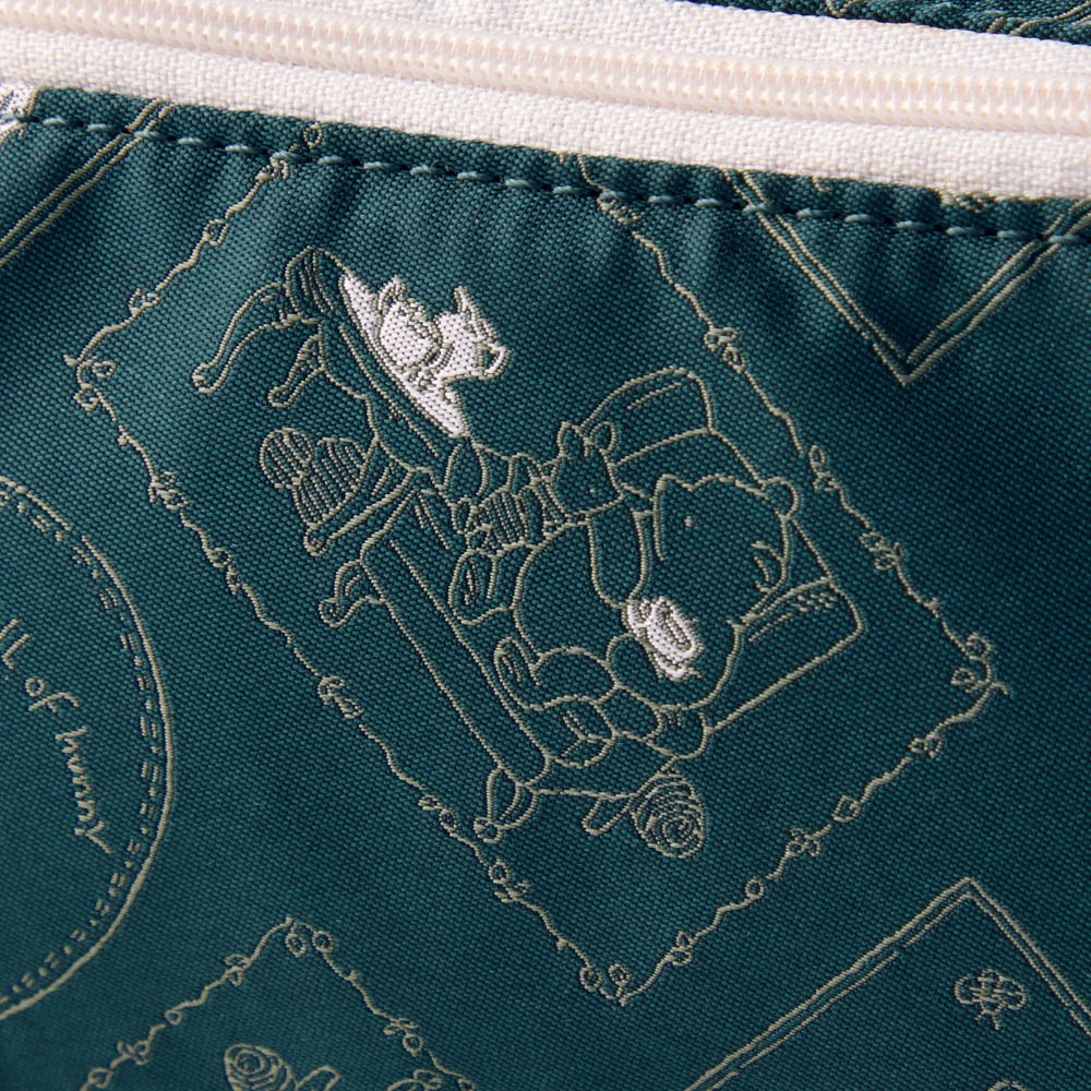 織り柄が美しいジャカード素材のがばっと開くポーチ　クラシック・プー　デザインアップ