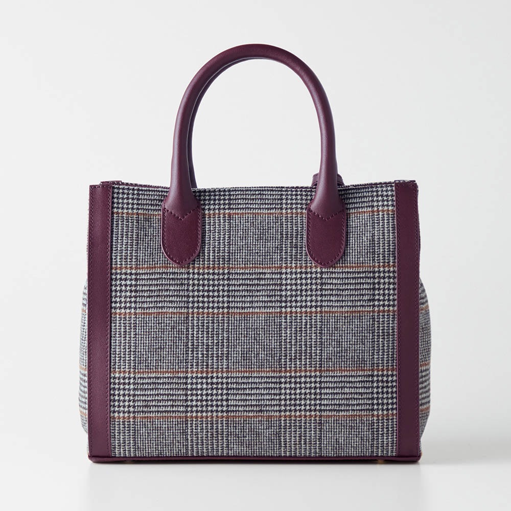 革付属ツイードチェックのミニバッグ チャーム取り外し