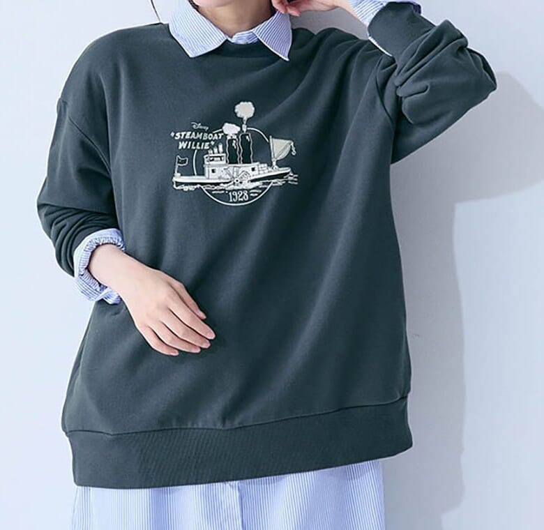 ユニセックス裏毛プルオーバー　蒸気船ウィリー